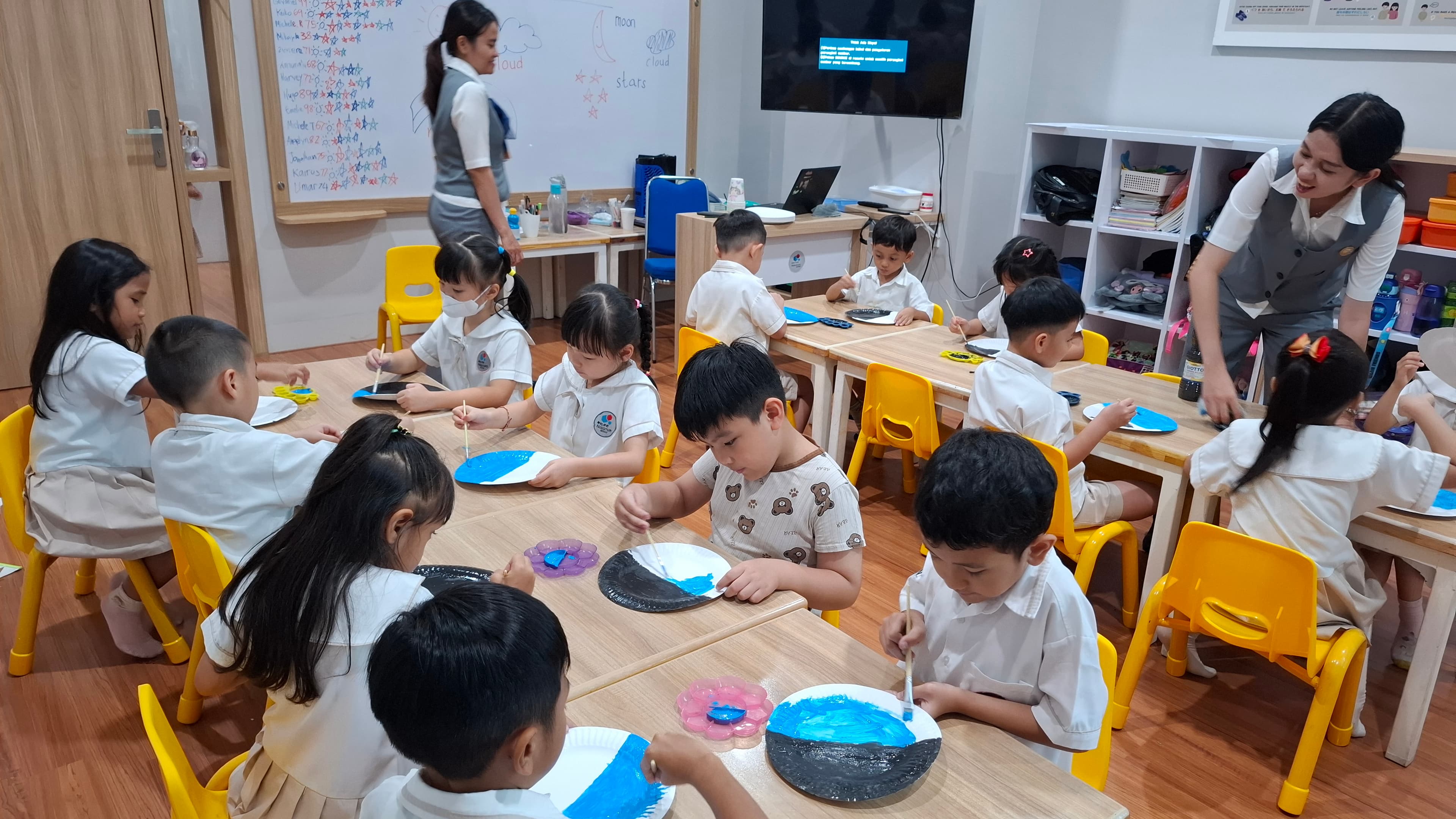 Children doing art activities